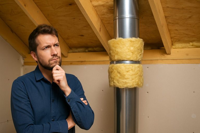 laine de roche autour d’un conduit de cheminée